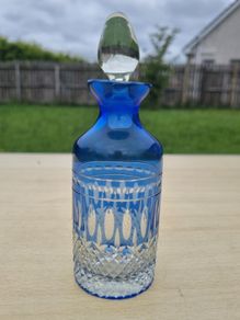 Cobalt small cut-to-clear crystal carafe