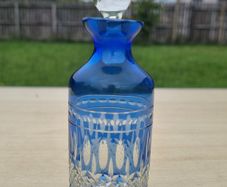 Cobalt small cut-to-clear crystal carafe