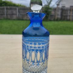 Cobalt small cut-to-clear crystal carafe