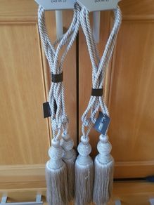 Stunning Latte Curtain Tie Backs with Crystal Embellishments x4