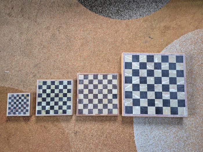 Handmade Stone Chess Set with Wooden Border