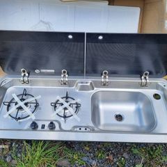 Double burner hob and sink for campervan