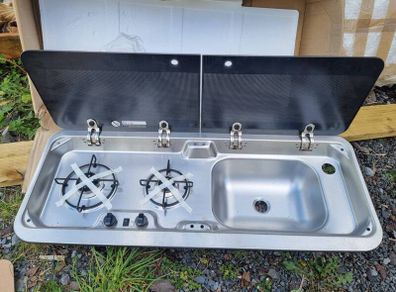 Double burner hob and sink for campervan