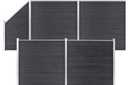WPC Fence Set 4 Square + 1 Slanted 792x186 cm Grey