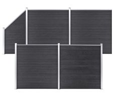 WPC Fence Set 4 Square + 1 Slanted 792x186 cm Grey