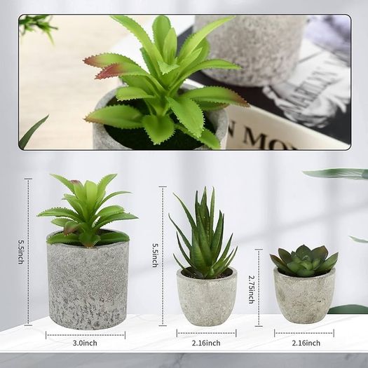 Pack of 5 Artificial Plants, Mini Artificial Plants Snake Tongue, Agave Succulent, Eagle Claw Aloe, Artificial Plants for Bedroom, Office, Decoration