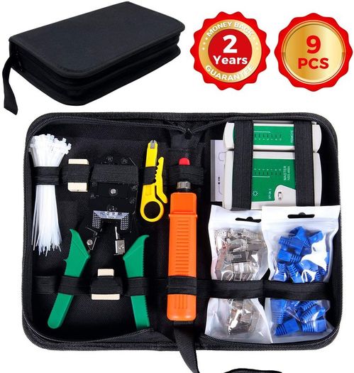 9 in 1 Network Repair Tools Kits - Computer Maintenance Repair LAN Network with Crimp Stripper Tool Set