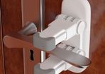 Door Level Lock (Upgraded), 2 Pack Child Safety Door Handle Lock with 3M Adhesive, Anti-Lockout Child Proof Locks for Bedroom, Bathroom, Kitchen