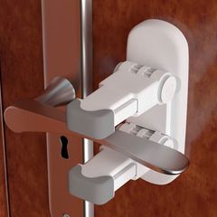 Door Level Lock (Upgraded), 2 Pack Child Safety Door Handle Lock with 3M Adhesive, Anti-Lockout Child Proof Locks for Bedroom, Bathroom, Kitchen