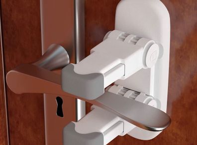 Door Level Lock (Upgraded), 2 Pack Child Safety Door Handle Lock with 3M Adhesive, Anti-Lockout Child Proof Locks for Bedroom, Bathroom, Kitchen