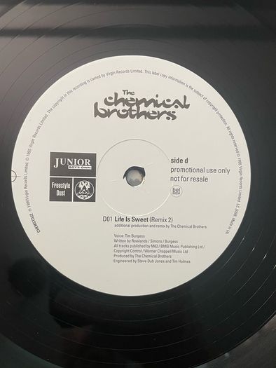 The Chemical Brothers - Life Is Sweet - 12" Double Vinyl DJ Promo - CHEMSTDJ2 - 1995 - Junior Boys Own Recordings