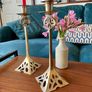 Pair of Tall Art Nouveau Inspired Candlestick Holders Circa Solid Brass Image 3