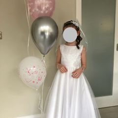 Full package : communion dress , shoes, Bolero, head piece and veil