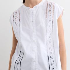 JAEGER Pure Cotton Broderie Top Size 10