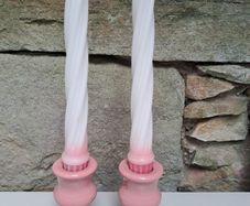 Pink colonial candle holders