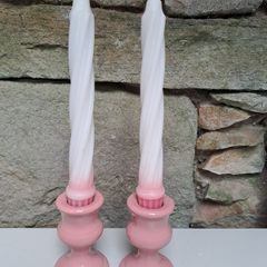 Pink colonial candle holders