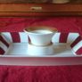 Bernardaud Limoges Nestle 2001 Gold Gilt Burgundy Tray With Dipping Cup Set Image 4