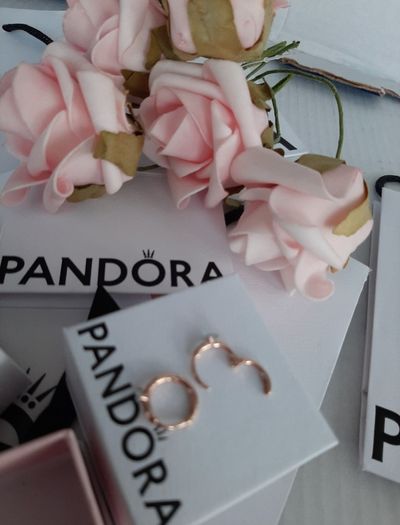 New pandora hoop earrings with blue stone