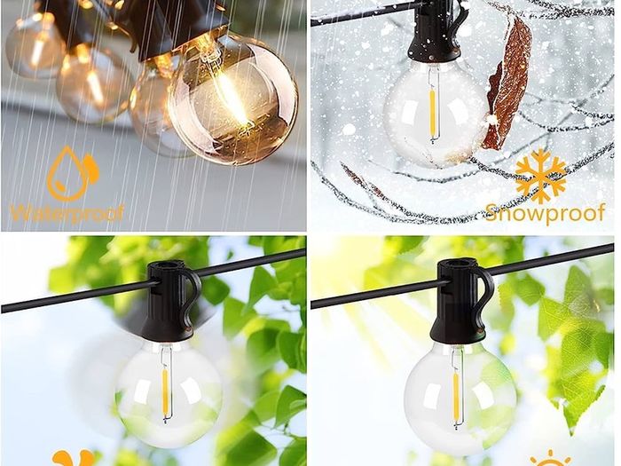 MASSIVE SALE Outdoor Lights Mains Powered, Opard 31ft Outdoor String Lights with 25+2 E12 Base G40 Plastic Bulbs Festoon Lights for Outdoor & Indoor, Garden, Patio, Party, Porch (FREE SHIPPING)