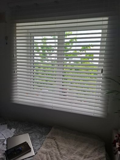 Modern IKEA Lamp and Custom Made Wooden Blinds Excellent Condition