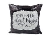 Personalised custom printed Black Sequin Cushion cover - 40 x 40 cm