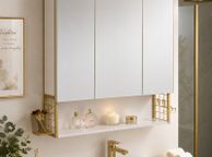 main image for ad LED Mirrored Bathroom Cabinet with Storage, Basket &amp; Hair Dryer Holder