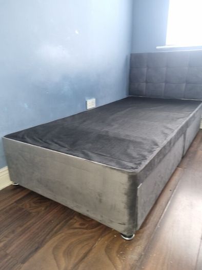 single velvet bed wite large drawers