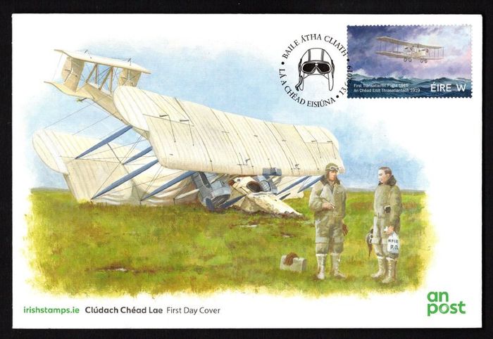 2019 Ireland The 100th Anniversary of the First Transatlantic Flight Commemorative Stamp An Post First Day Cover (FDC)