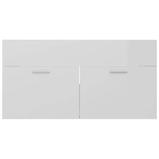 Sink Cabinet with Built-in Basin High Gloss White Chipboard