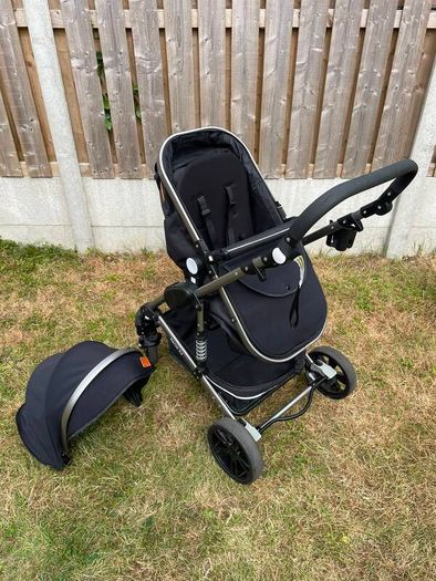 Magic ZC 3 in 1 Pushchair Pram Travel System, Baby Stroller 3 in 1 with Reversible Two Pushing Modes, Newborn Infant Carriage One-Click Folding, Toddler Buggy Aluminum Frame (739 Black)