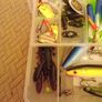 fishing, box full lures, hooks+ pliers Image 6
