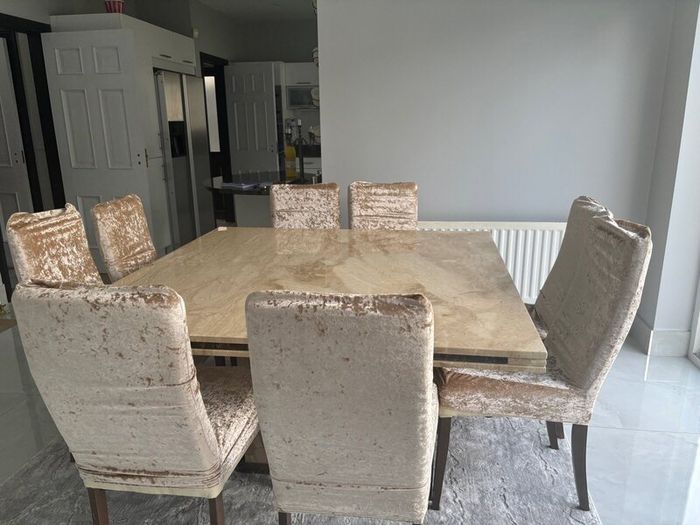 Marble Dining Table with 8 Chairs