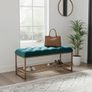 Teal Velvet Upholstered Bench / Shoe Rack Image 8