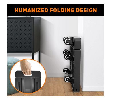Folding Hand Truck, 6 Wheels Fold Up Hand Cart with 2 Elastic Ropes, Portable 225KG Capacity Heavy Duty Luggage Cart