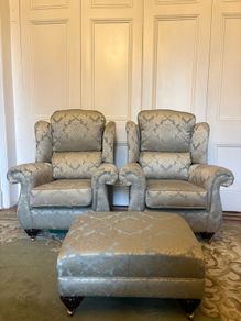 2 x Finline Armchairs & Foot Stool