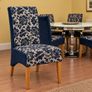 Set of 6 Upholstered Dining Chairs-Navy Blue Floral Design Image 4
