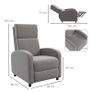 Recliner TV Armchair, fold-out footrest, reclines up to 160, 64 x 86 x 102 cm, Gray Image 2