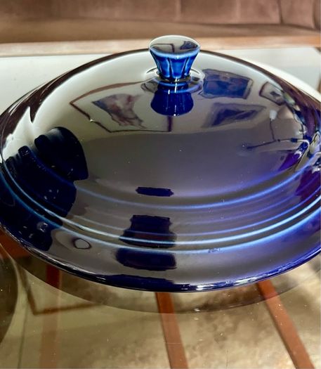 Vintage Fiestaware Cobalt Blue Covered Casserole Dish Homer Laughlin HLC with Lid USA Oven to Table