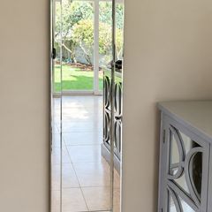 Tall Bevelled Mirror with Mirrored Frame Originally 399  Damaged