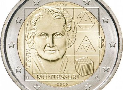 Italy 2 Euro Commemorative Coin 2020 - Maria Montessori. Uncirculated.