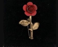Mid Century Enamel Rose Brooch 1960s