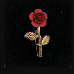 Mid Century Enamel Rose Brooch 1960s