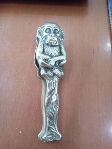 antique brass monkey nut cracker