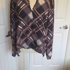 Pala DOro Check Print Choker Neck Smart Casual Blouse Top