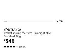 Ikea Vagstranda Kingsize Mattress