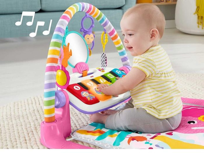 PRICE DROP!!!! Fisher-Price Baby Play Mat | Deluxe Kick & Play Baby Play Gym for Newborn Baby to 3 Year Olds with Light Up Piano, Toys and Comfy Baby Mats for Floor Play | Playmats & Floor Gyms - Pink