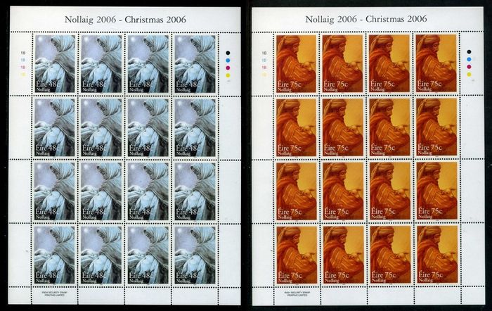 2006 Ireland Christmas Commemorative Stamp Sheetlets Plate 1B1B1B1B Mint Never Hinged (MNH)