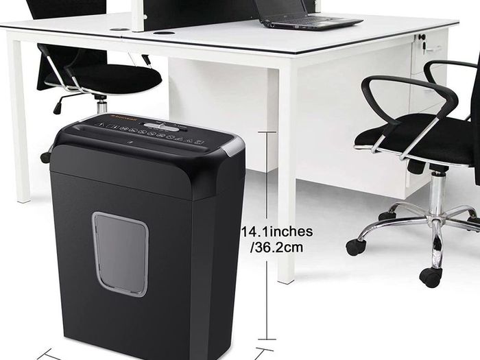 Paper Shredder for Home Use, Bonsaii 6 Sheet Cross Cut Paper and Credit Card Shredder for Home & Small Office Use, Home Shredder with Portable Handle Design & 13L Bin (C237-B)