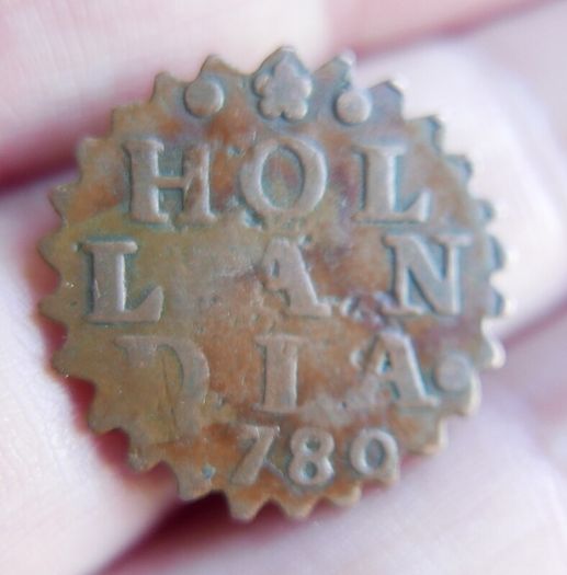 Rare 1680 Netherlands Holland VOC 1 Duit Singing Lion Copper Coin