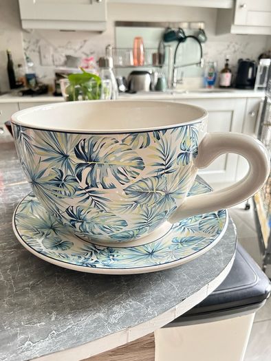 Large cup and saucer pot from Denby